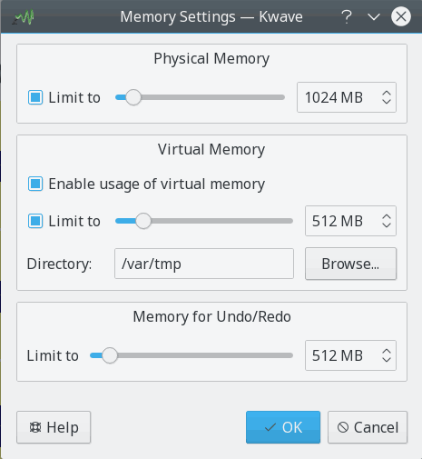 Screenshot of the Memory Setup Dialog