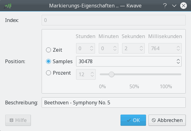 Bildschirmfoto des Dialogs zum Bearbeiten von Markierungen