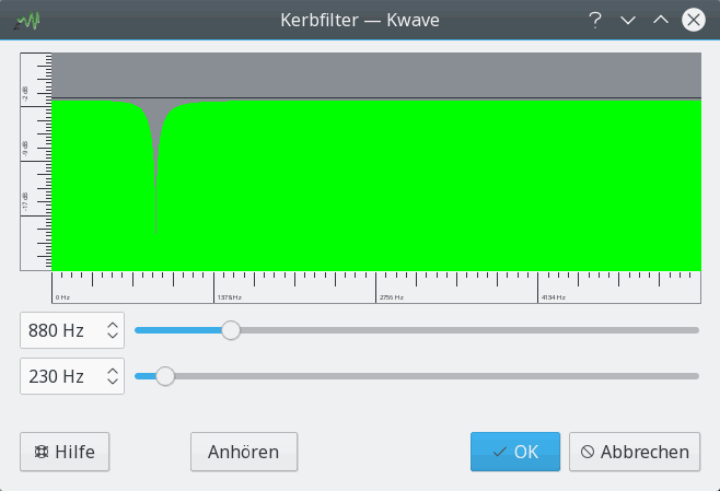 Bildschirmfoto des Kerbfilter-Moduls