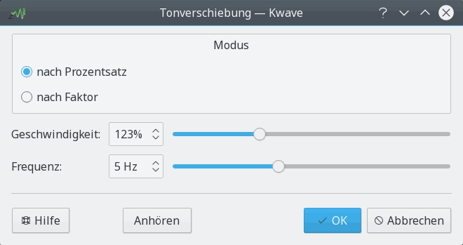 Bildschirmfoto des Tonverschiebungs-Moduls