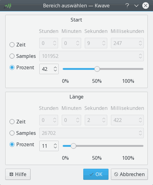 Bildschirmfoto des Dialogs zum Auswählen eines Bereichs