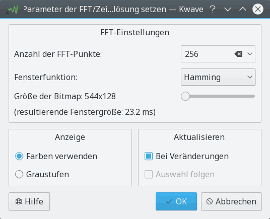 Bildschirmfoto des Sonagramm-Moduls