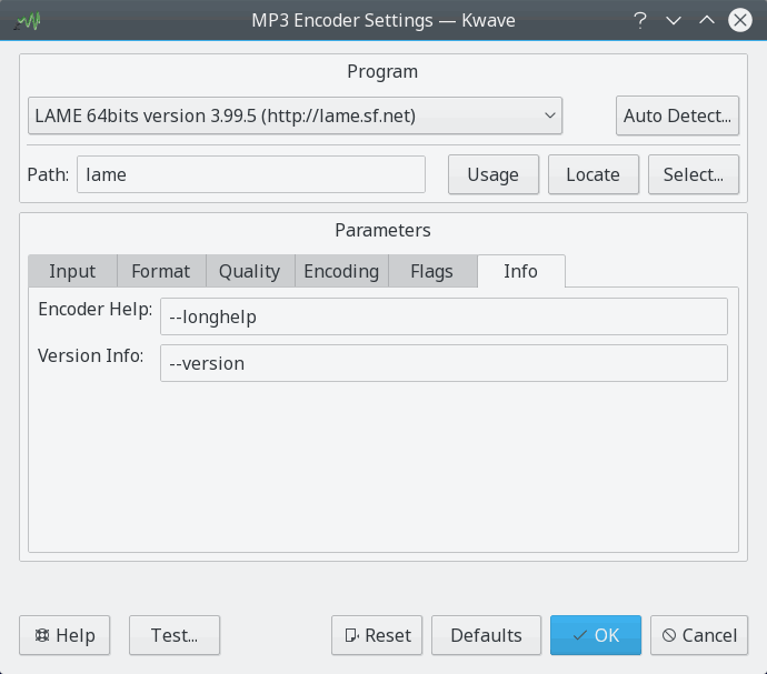 Screenshot of the MP3 Codec Setup Dialog