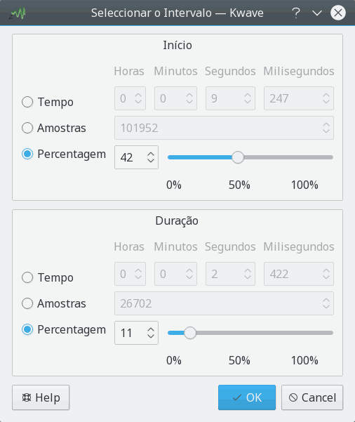 Imagem do 'Plugin' de Selecção de Intervalos