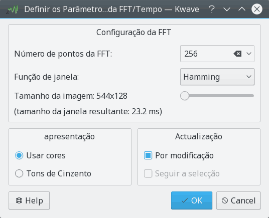 Imagem da Janela de Configuração do 'Plugin' do Audiograma