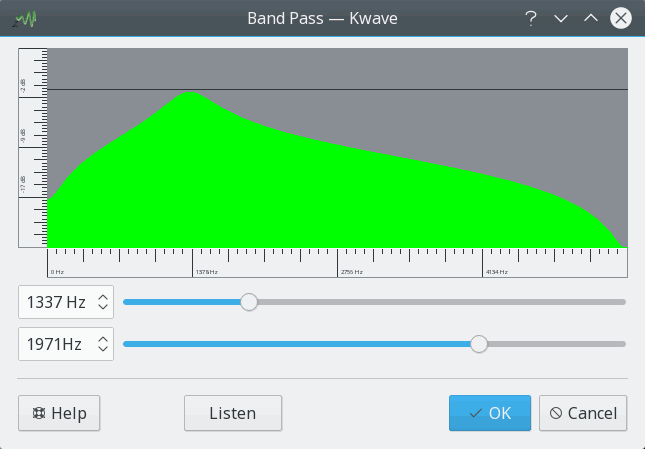 Skärmbild av insticksmodulen Bandpassfilter