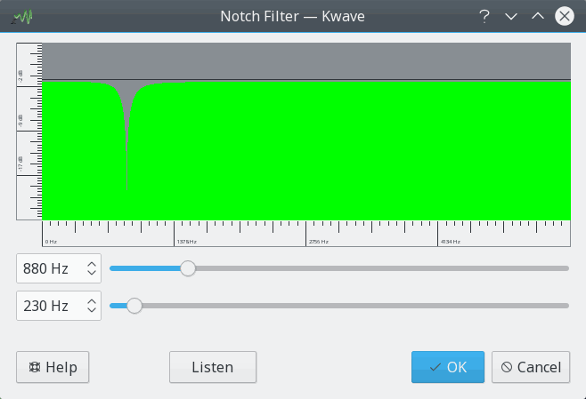 Skärmbild av insticksmodulen Bandspärrfilter